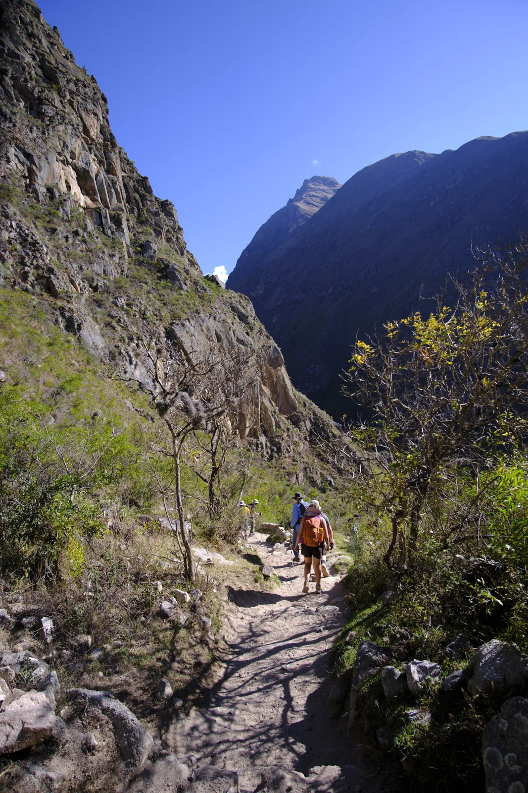 Rocky dirt path along the canyon after Llactapata, heading up-valley toward Hatunchaca