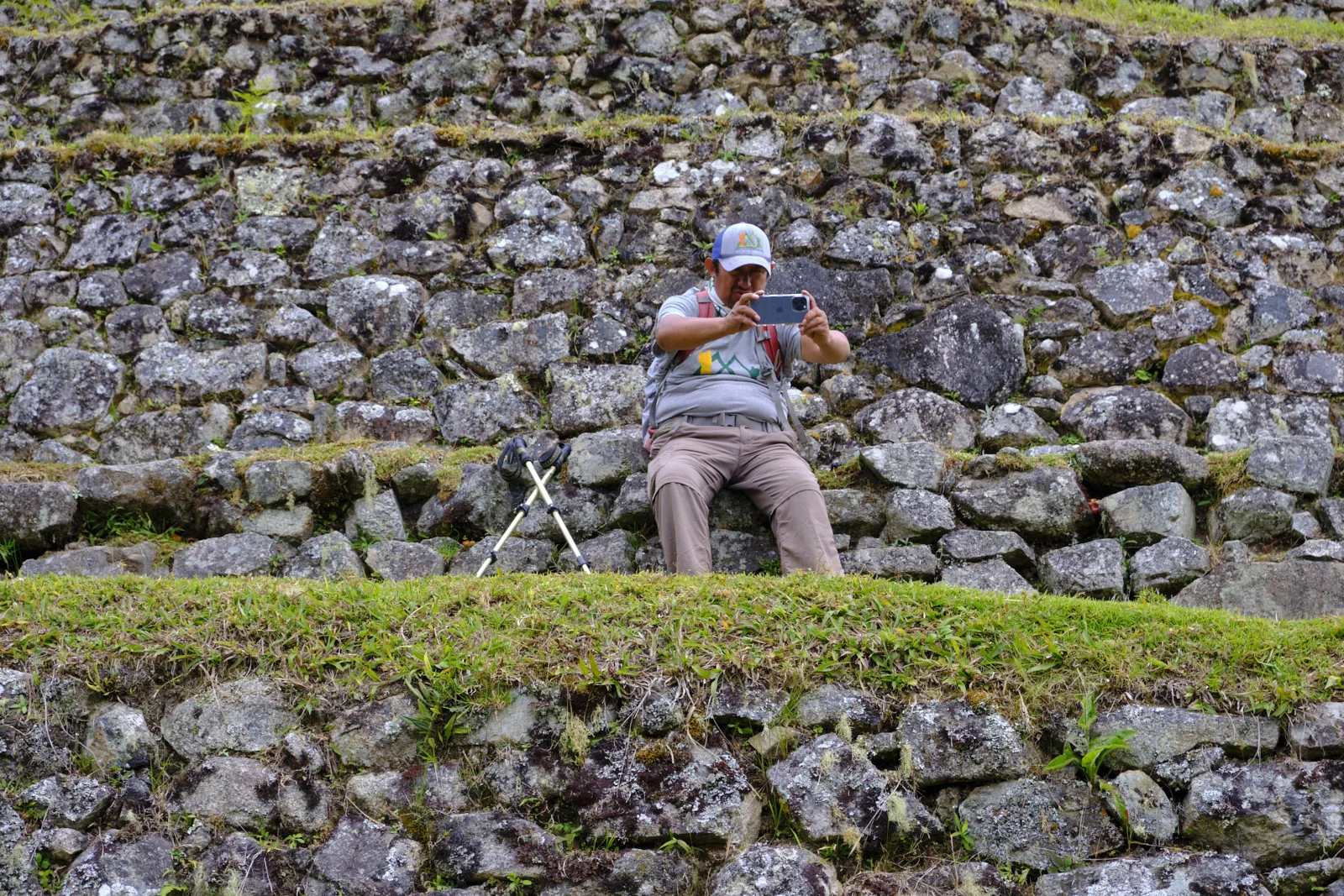 Fieldstone agricultural terrace walls at Wiñay Wayna