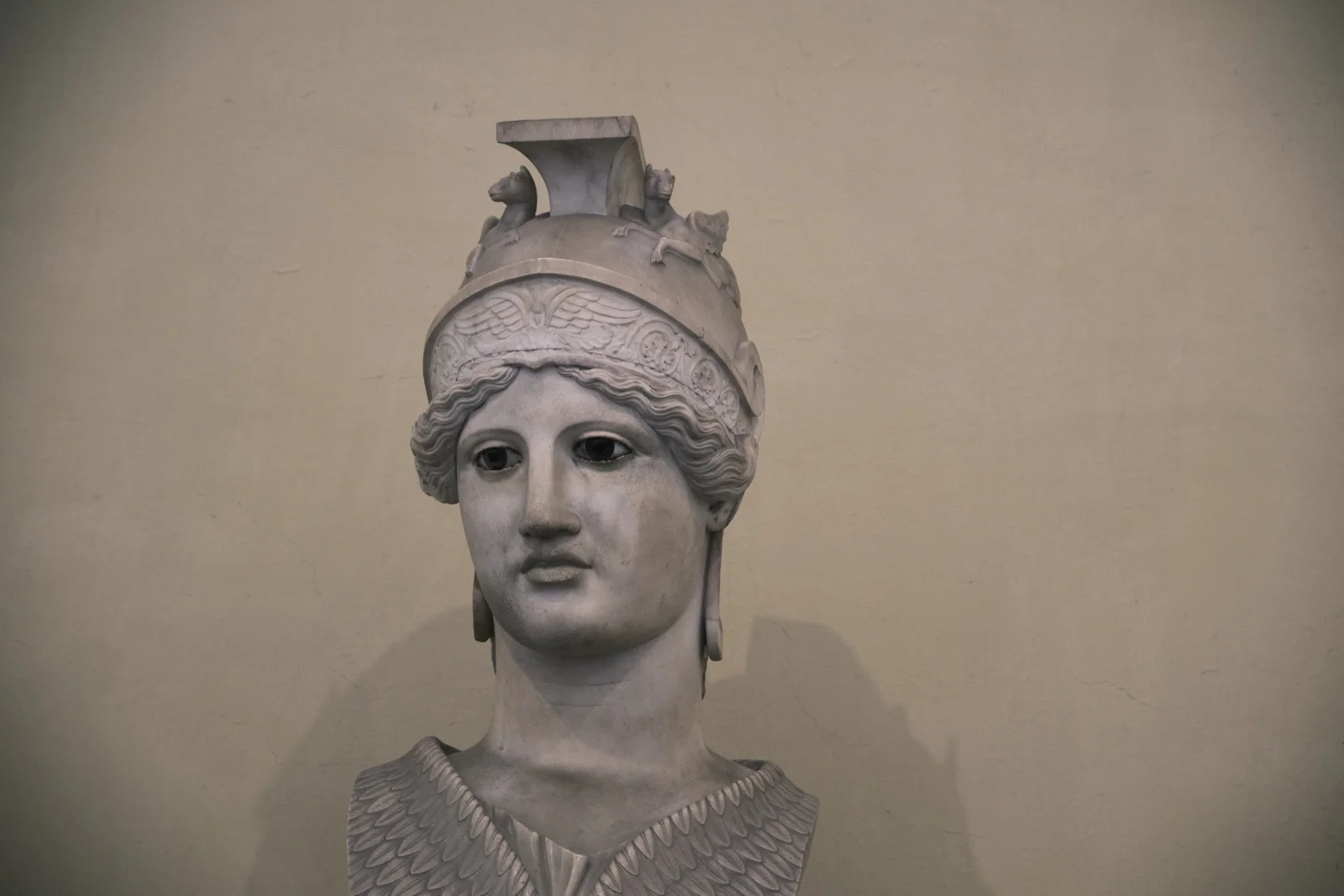 Marble bust of Athena in a crested helmet and aegis, Vatican Museums