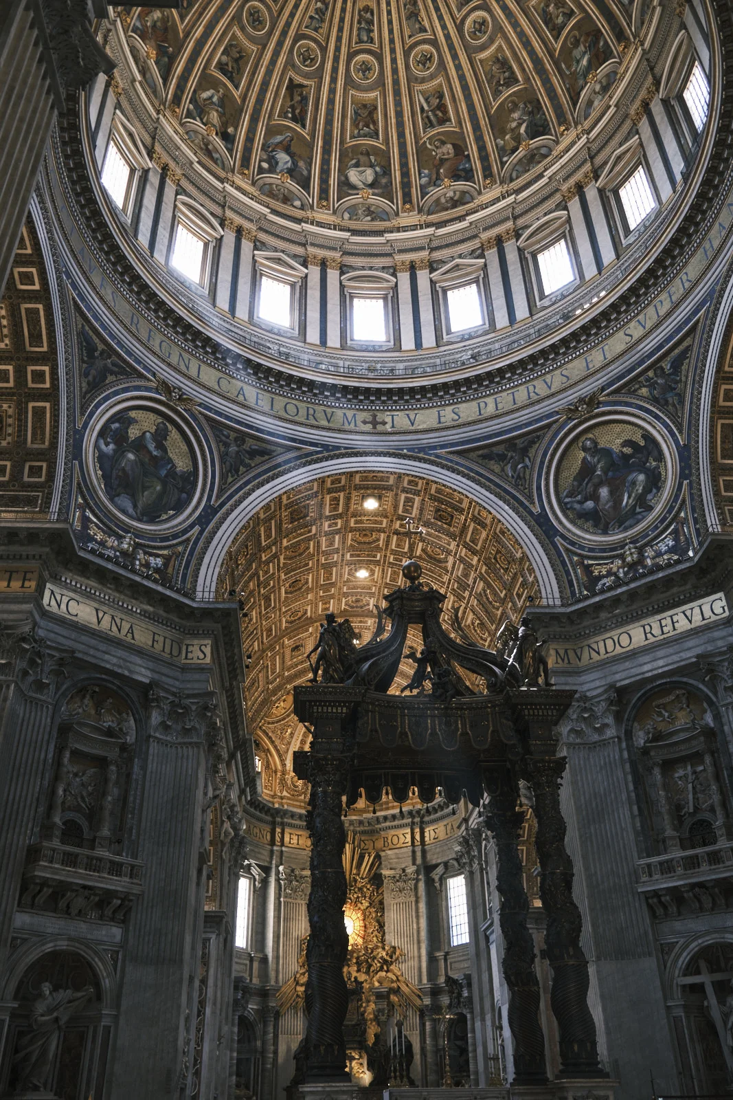 Bernini baldacchino and dome interior of St. Peter’s Basilica