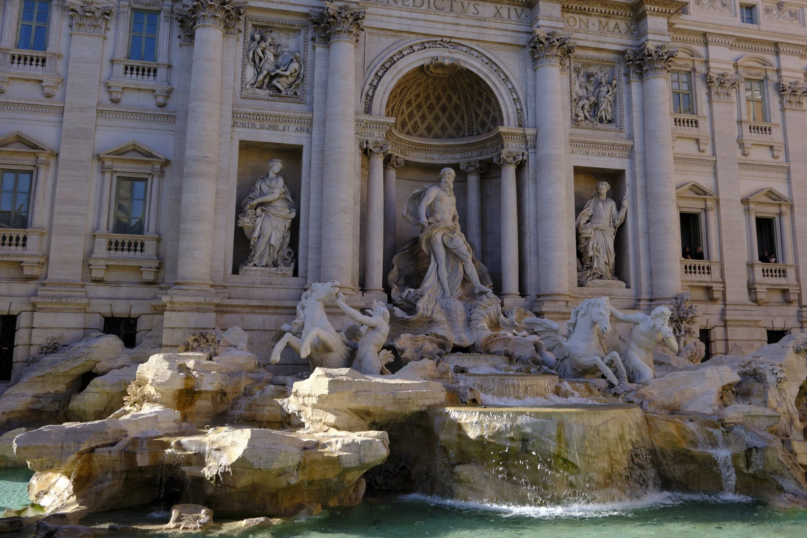 Trevi Fountain in daylight with Oceanus and tritons