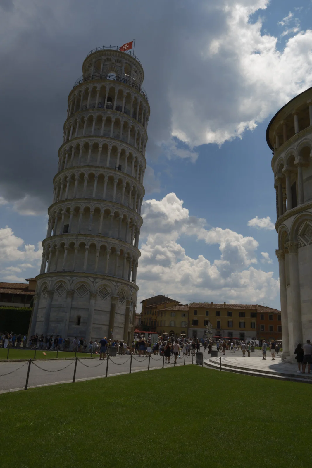 Leaning Tower of Pisa and the edge of the baptistery