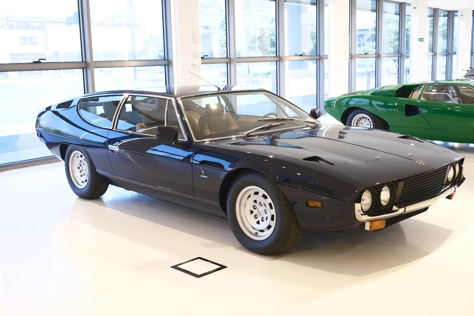 Dark blue Lamborghini Espada in the factory museum