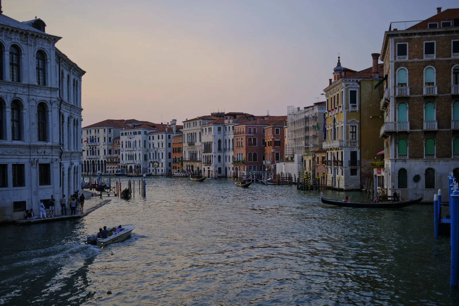Grand Canal at twilight with gondolas and palaces