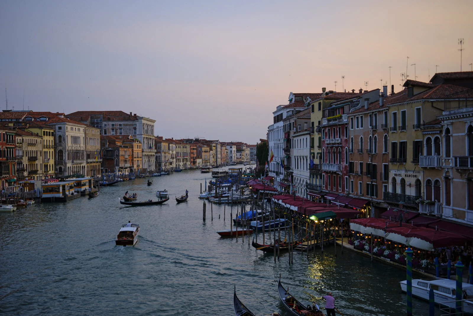 Grand Canal from the Rialto Bridge at sunset