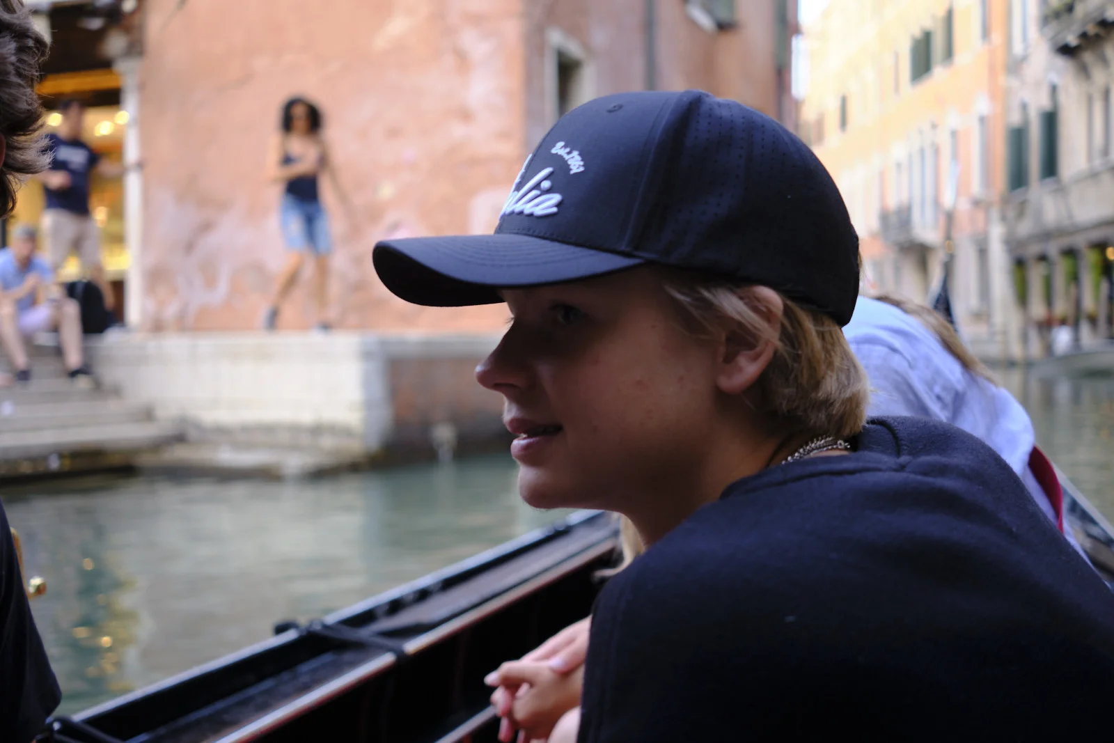 Person in a cap in a gondola