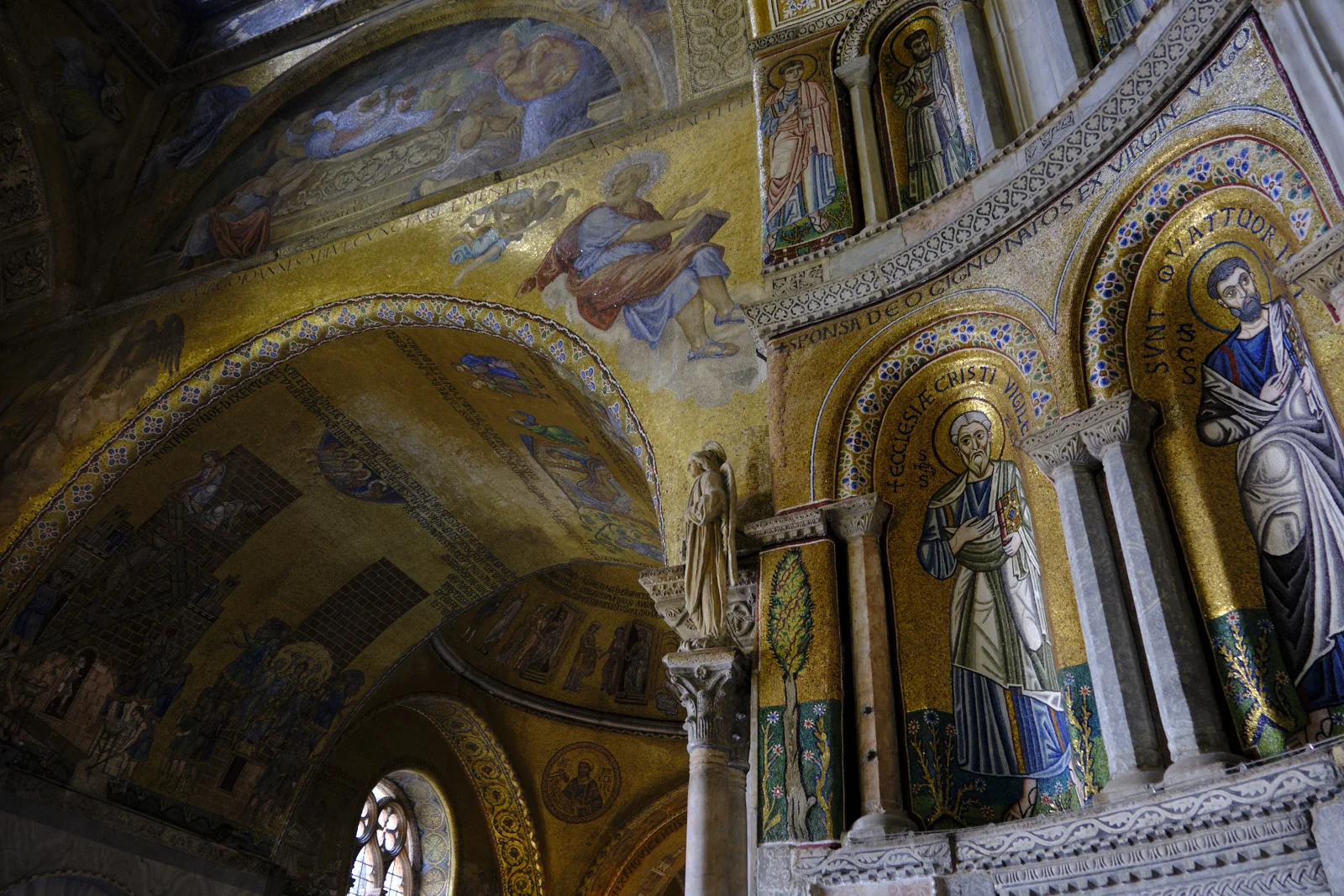 Mosaic saints and vault scenes in the Chapel of St. Peter, St. Mark’s Basilica