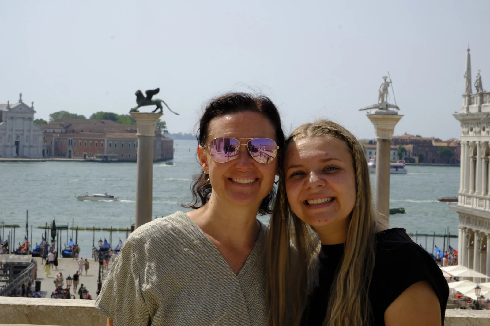 Balcony overlooking the Piazzetta, the two columns, and San Giorgio Maggiore