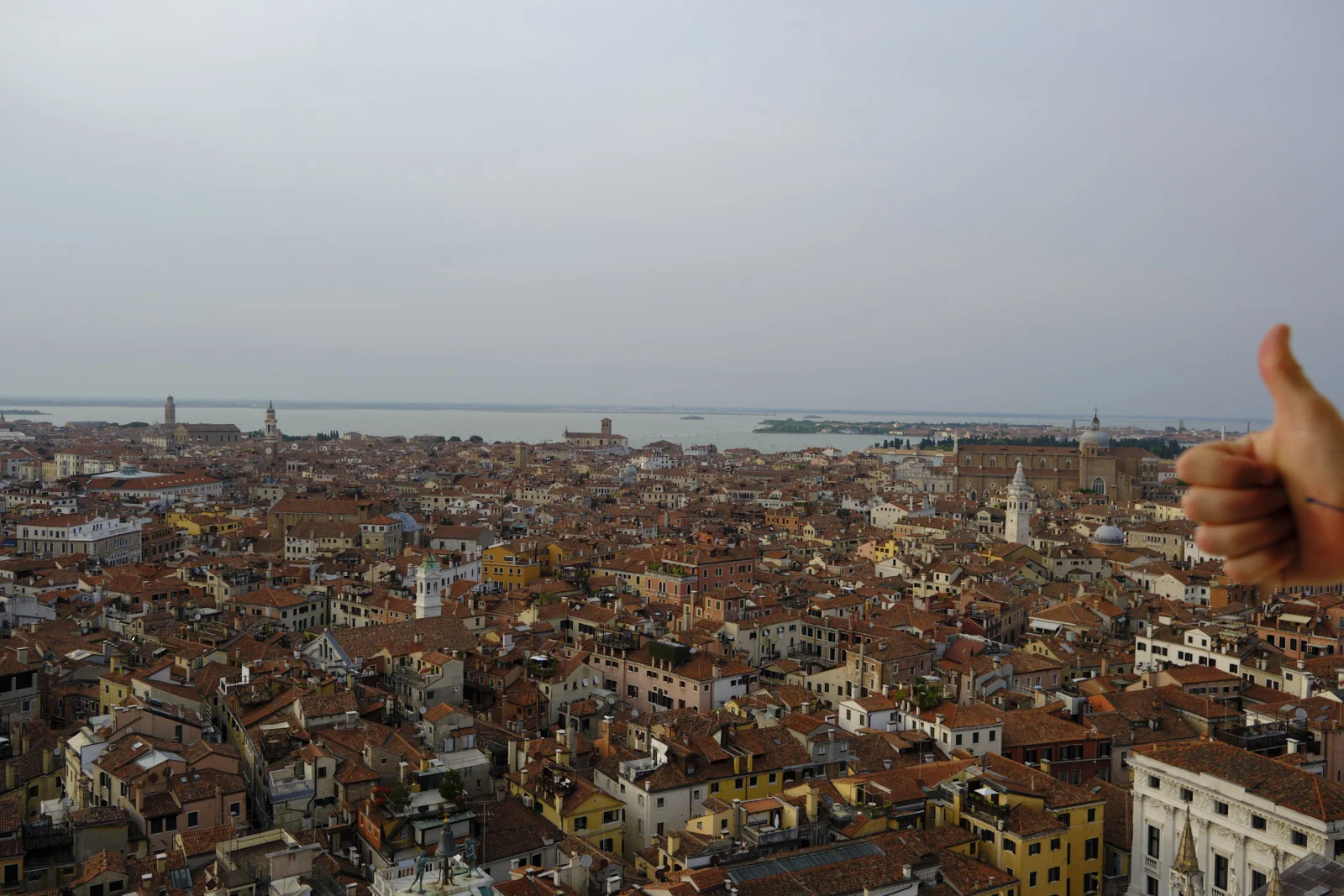Rooftops of Venice from the Campanile of San Marco, lagoon in the distance