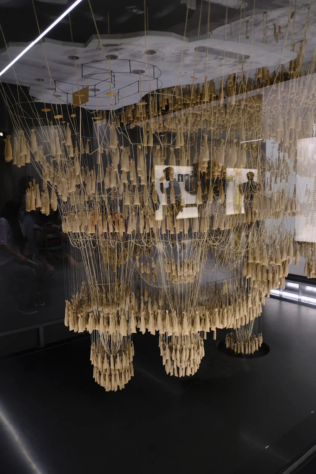 Gaudí's hanging model of strings and weights in the Sagrada Família museum in Barcelona.