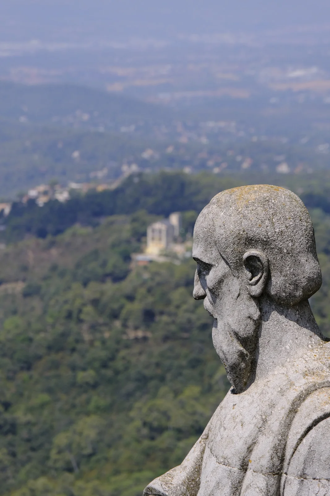 Profile of a stone apostle at the Sagrat Cor on Tibidabo in Barcelona.