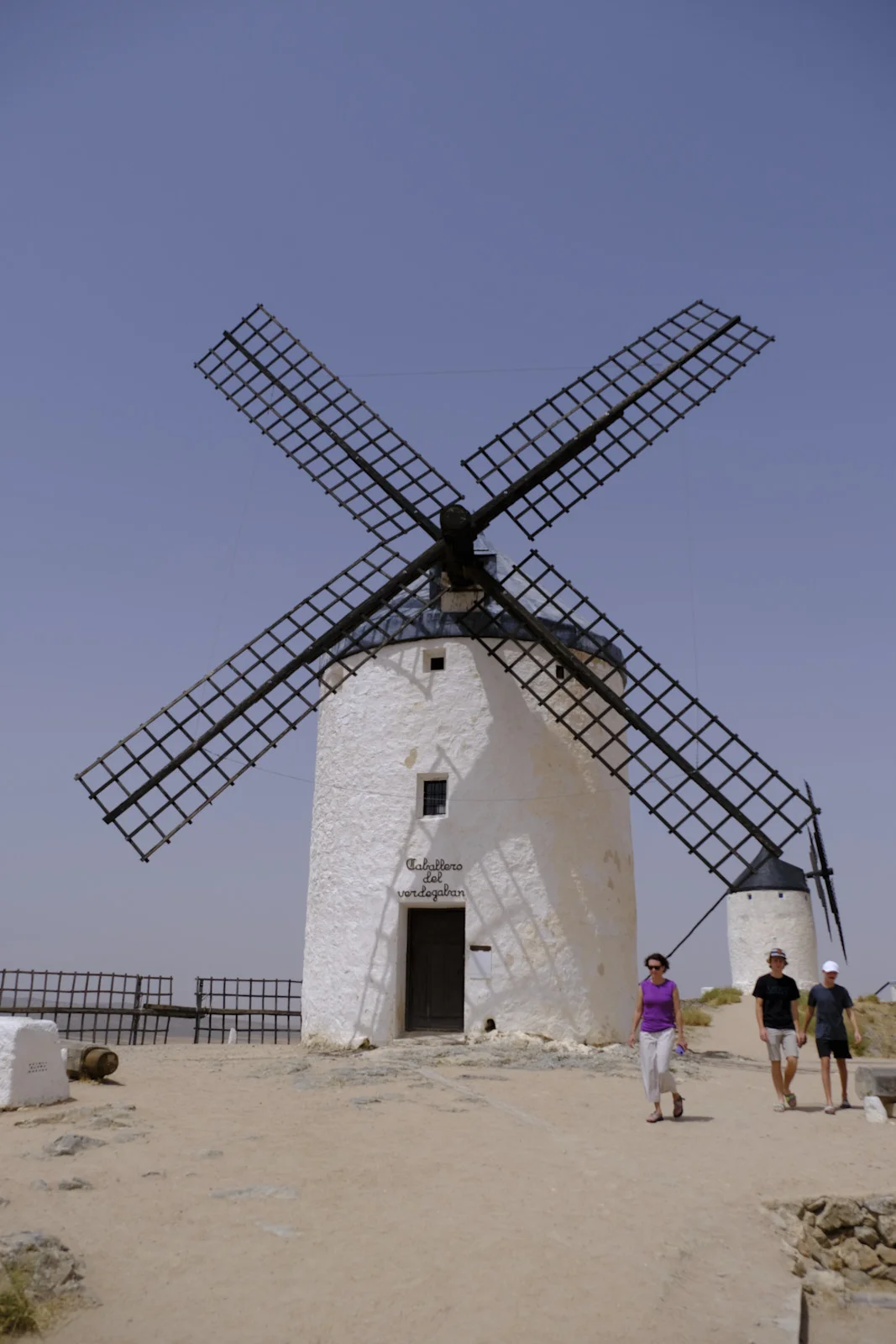 The windmill Caballero del Verde Gabán at Consuegra, with its name above the door.