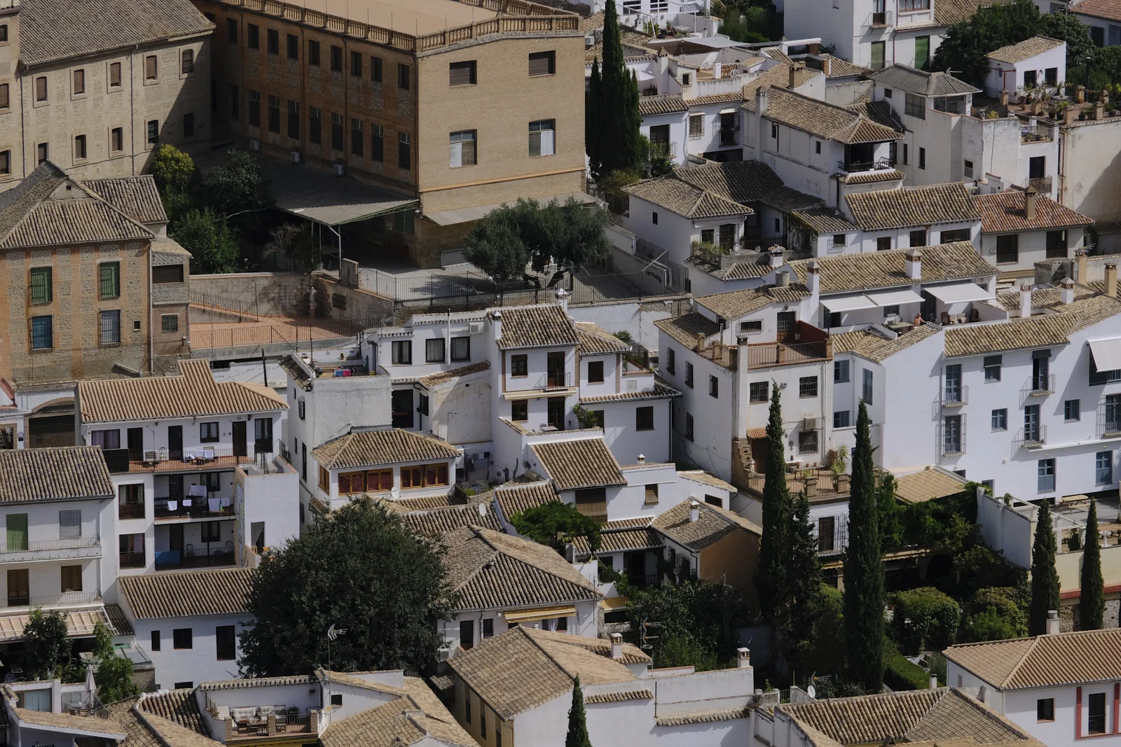 Houses of the Albaicín below the Alhambra in Granada.