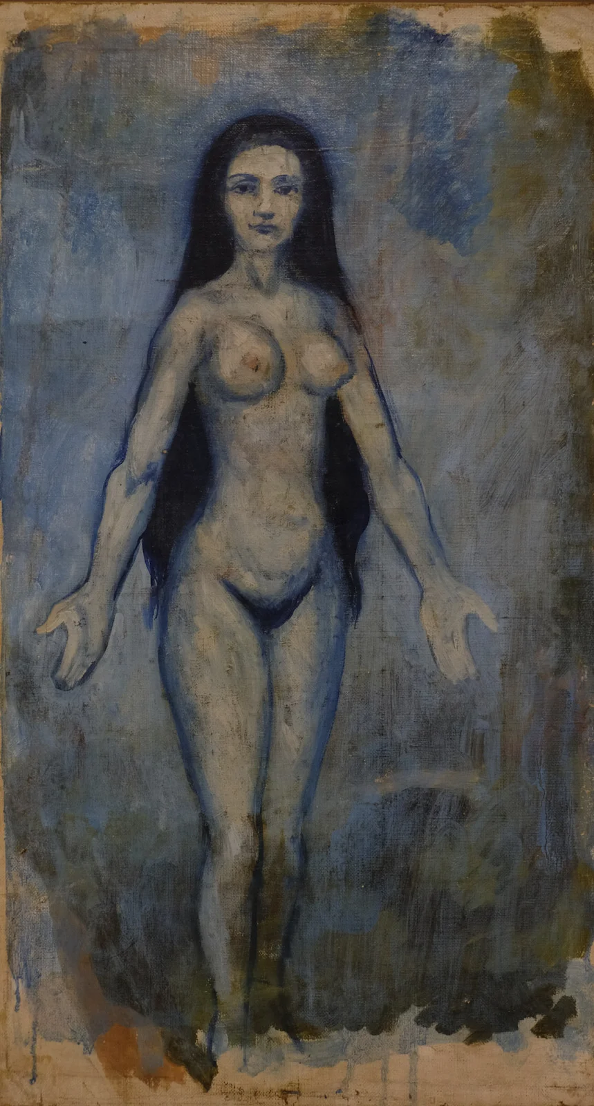 A painting of a standing nude woman, with long hair and arms held slightly out from the body, is in the Museu Picasso in Barcelona.