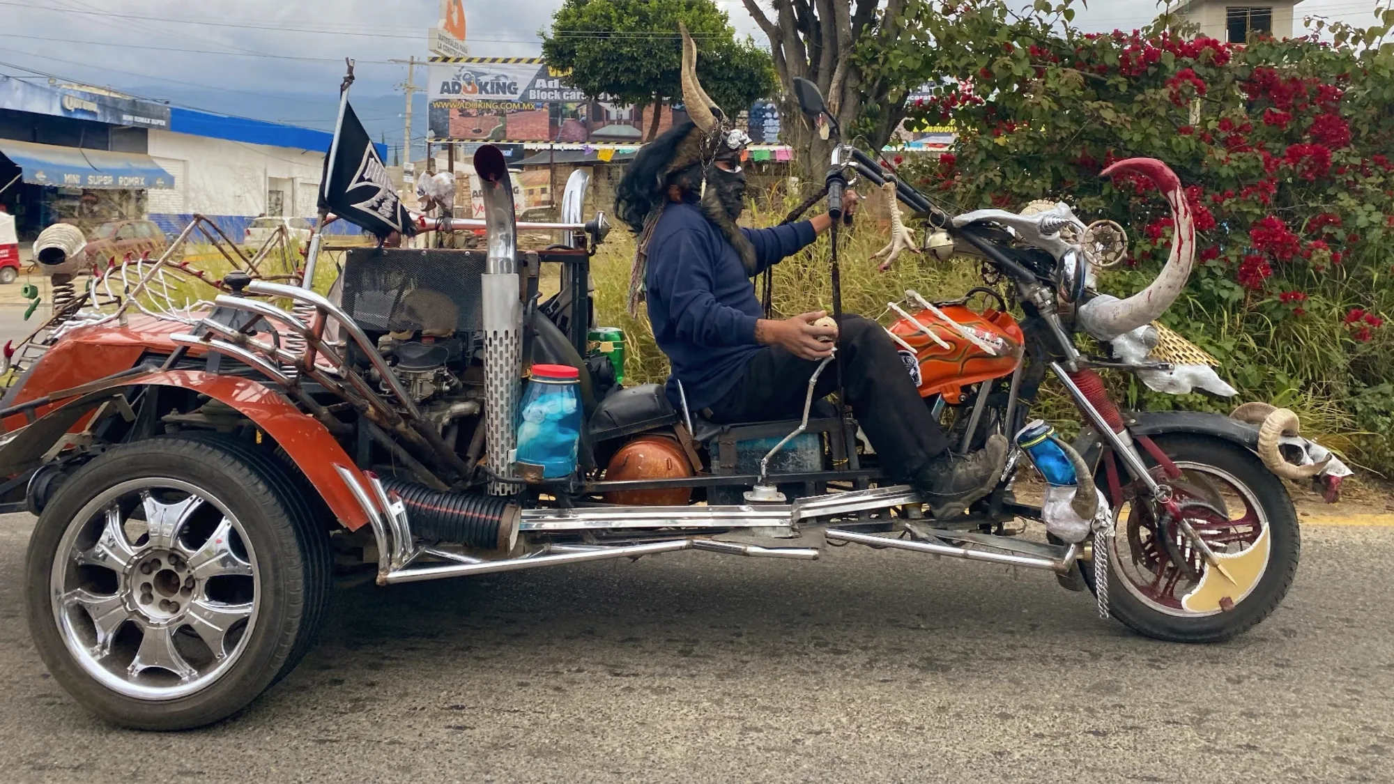 Custom motorcycle in Oaxaca