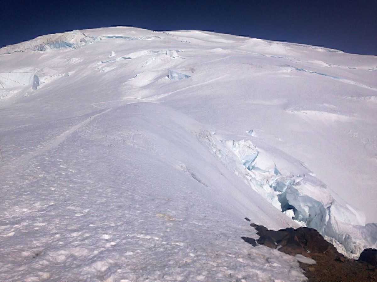 Climbers coming off the summit