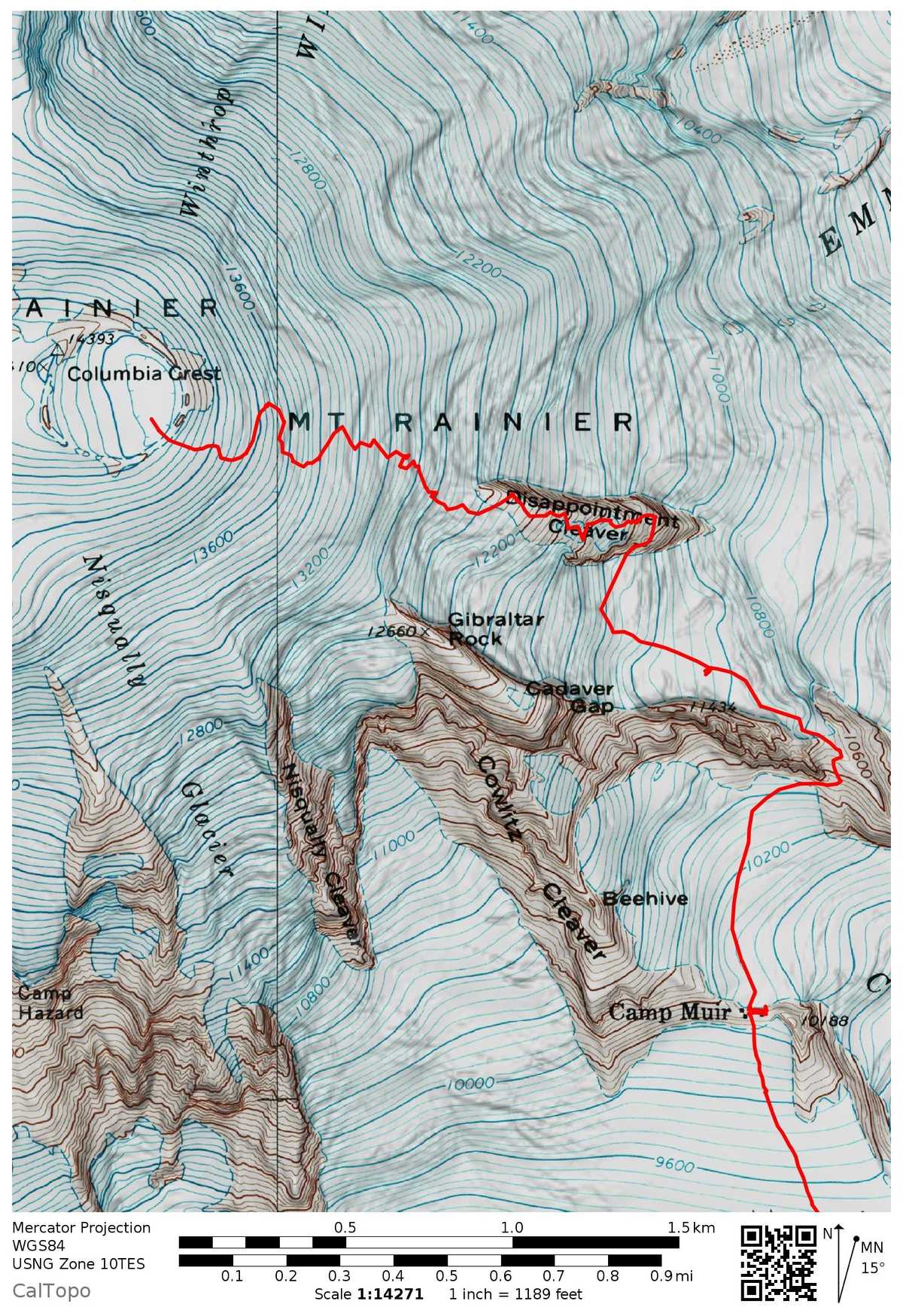 Rainier Map Summit Route 2019